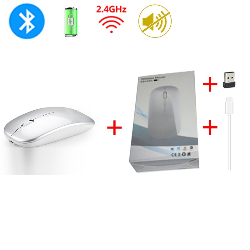 Silent Dual Mode Wireless Mouse Bluetooth 5.0 Wireless Mice For PC Laptop Desktop Mouse Computer Peripherals: 05