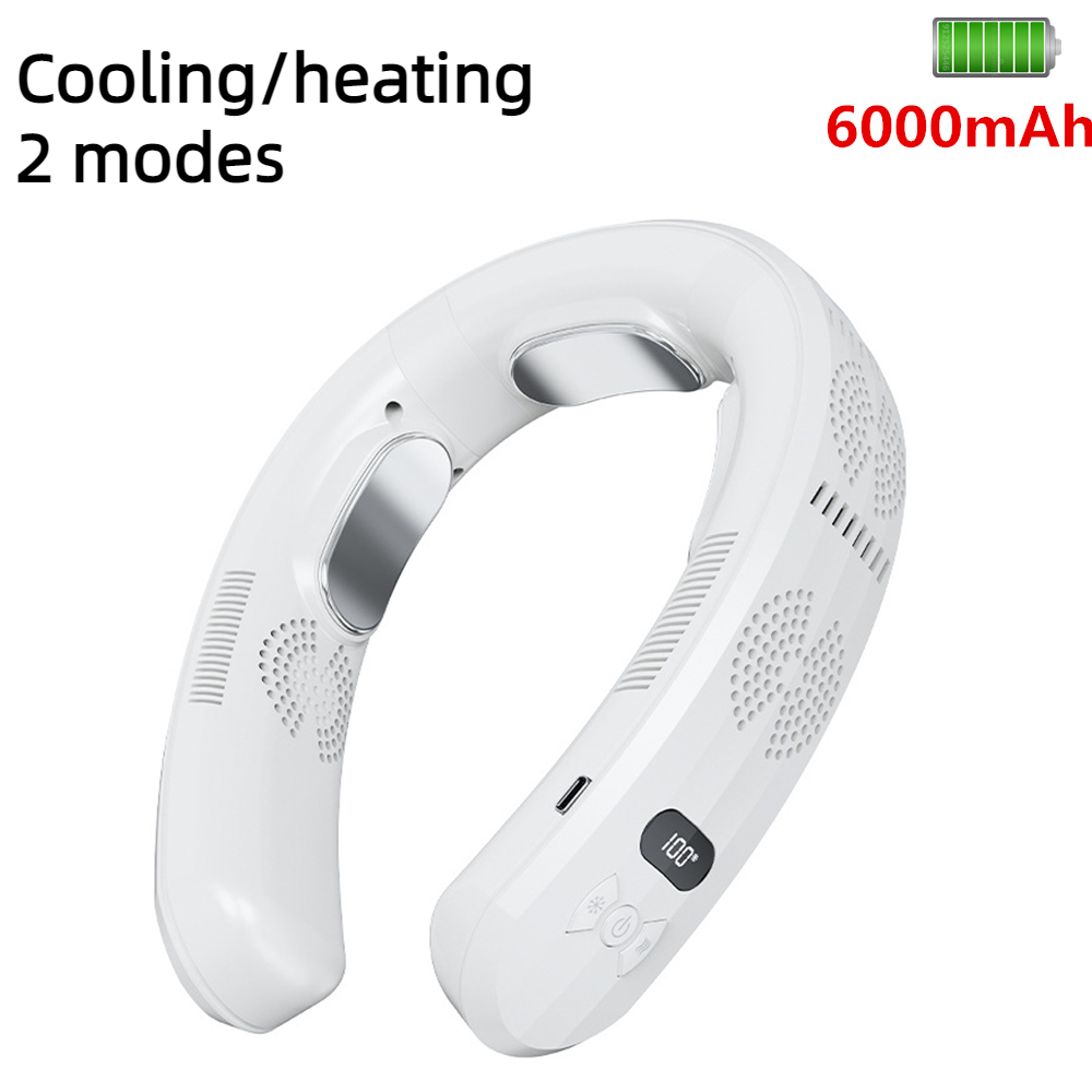 Tragbarer Hals Ventilator Mini-Klimaanlage Kühler klingen Verlierer Lüfter 6000mah USB wiederauf ladbare hängende Kühlung Heizung tragbare Lüfter: Licht Grau