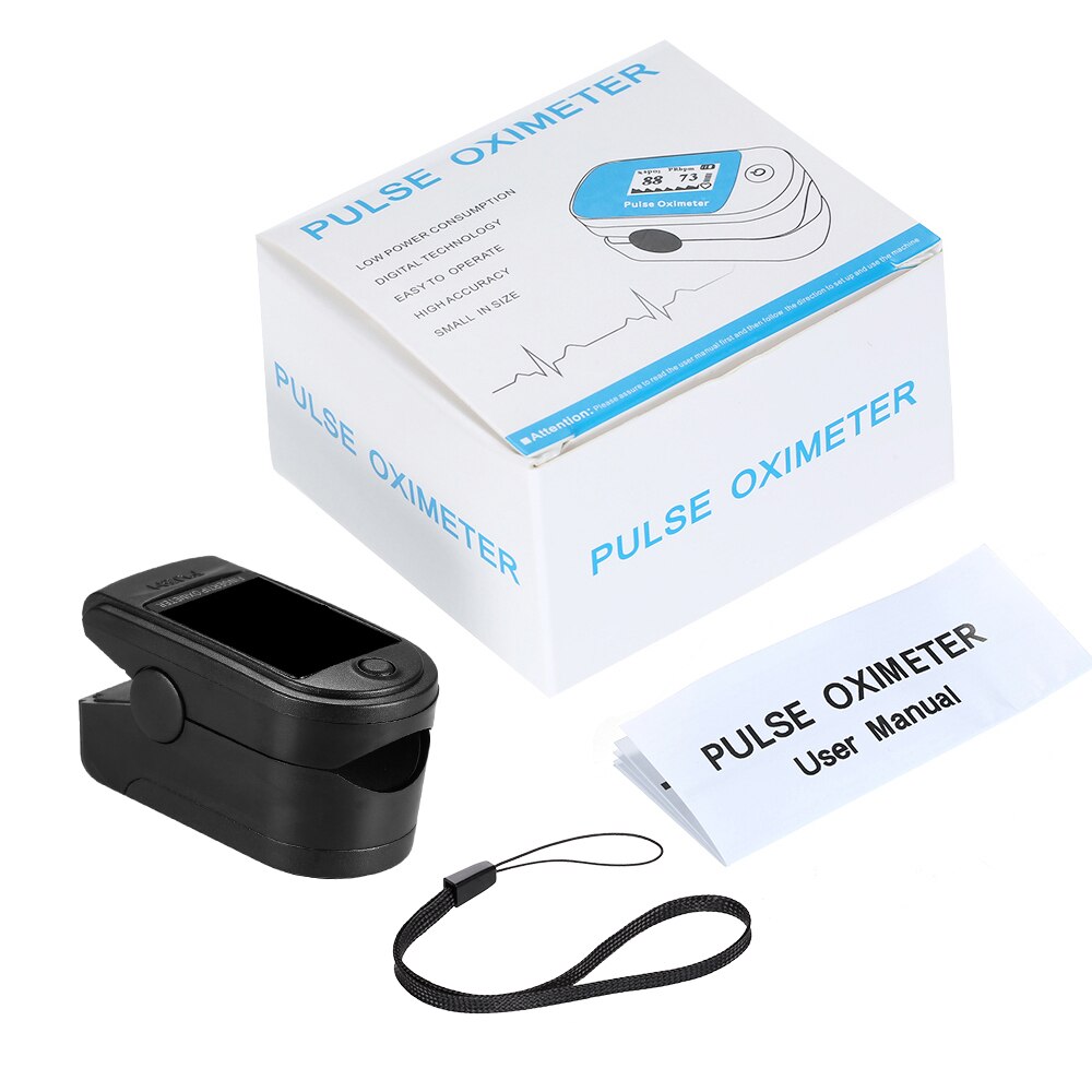 Blood Oxygen Monitor Pulsoxymeter Zuurstofverzadiging Monitor Oximeter Hartslagmeter Zonder Batterij: Black