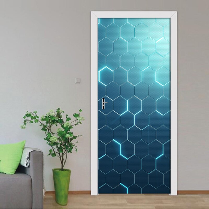 3D Deur Sticker Geometrische Gloeiende Grafische M... – Vicedeal