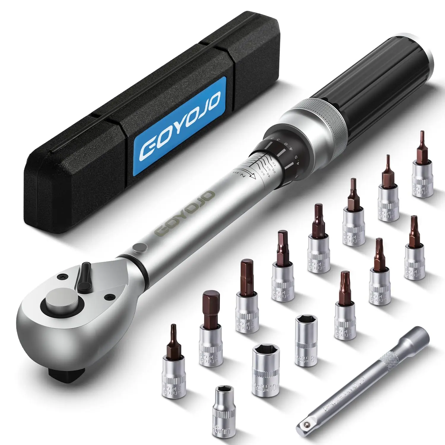Kit d'outils d'entretien de vélo pour vélos de route et de montagne, multi-outils réglables, couple étanche, pouces, 2 à 24 Nm,: Jaune