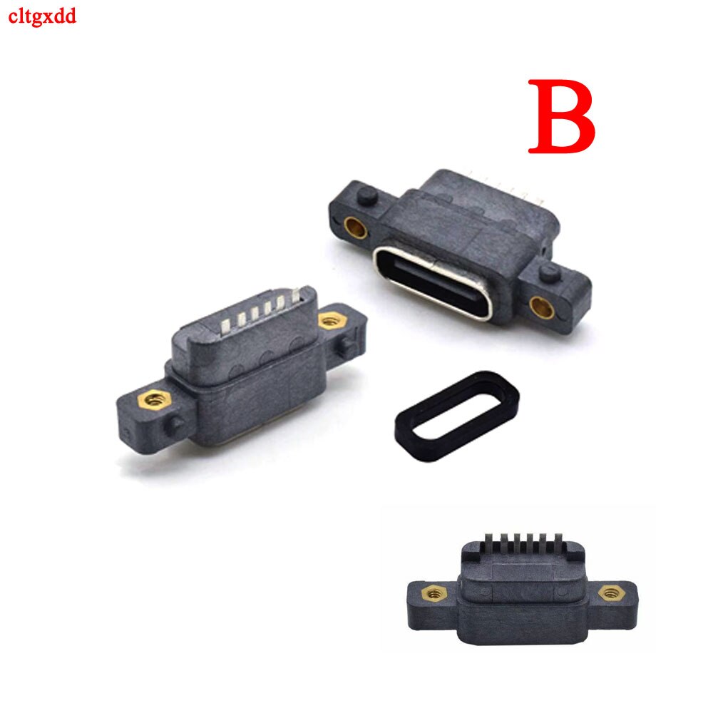 2Pcs Micro USB Type c 3.1 USB 2.0 Female Jack 4P 6P 4 Feet Smd Inline Panel Waterproof Dwaterproof Water Diy Connector Repair: B