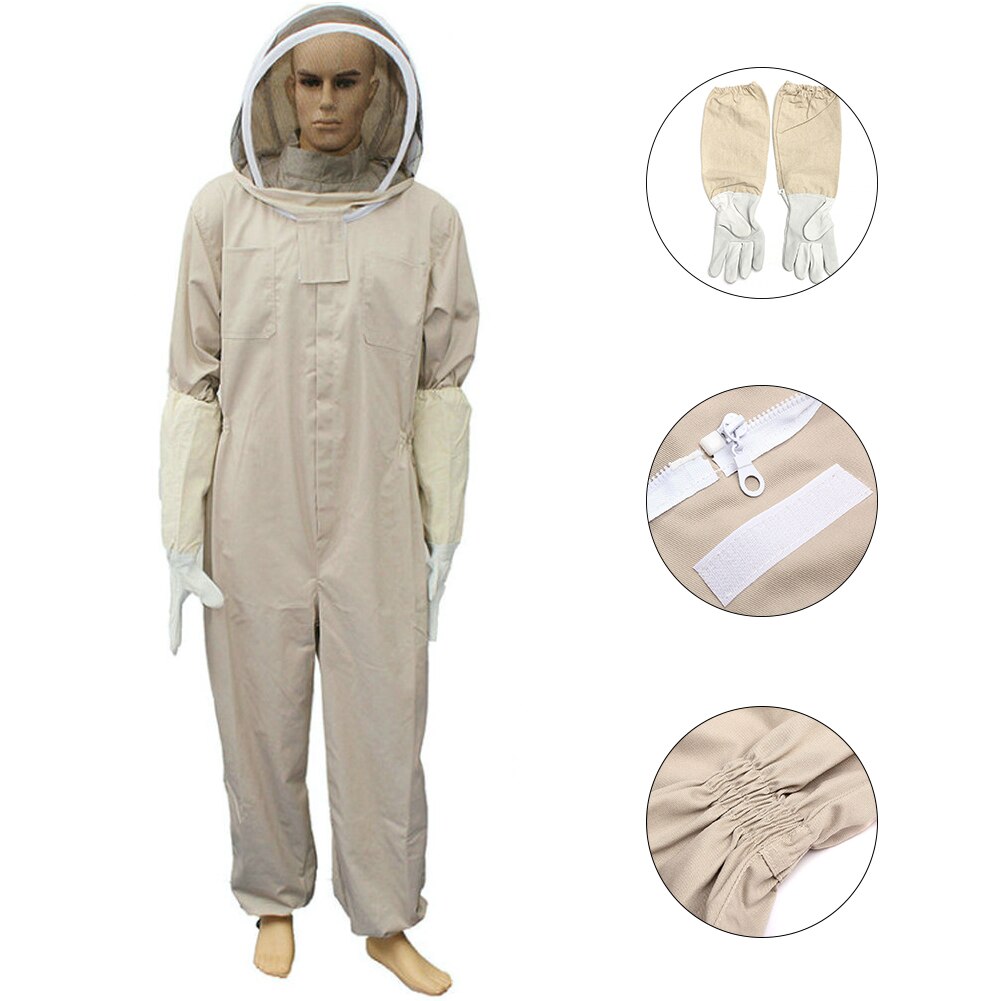 Bee Proof Protective Clothing Full Body Beekeeping Suit Farm Unisex Safety Outfit With Glove Veil Hood Apiary