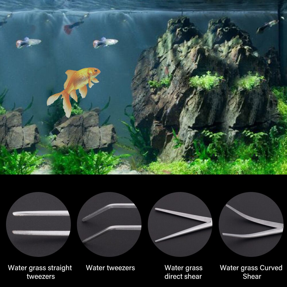 Aquarium Cleaning Tools Landscaping Tool Kits For Fish Tank Water Plants Stainless Steel Aquatic Plants Scissors Tweezers Set