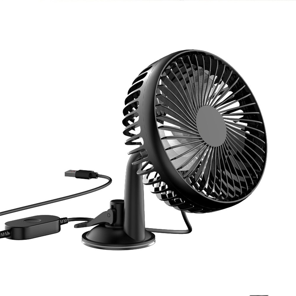 Black Suction Cup Single Head 5.5 Inch Car Fan 12V24V Universal Large Wind Three Speed Control USB Car Cooling Fan