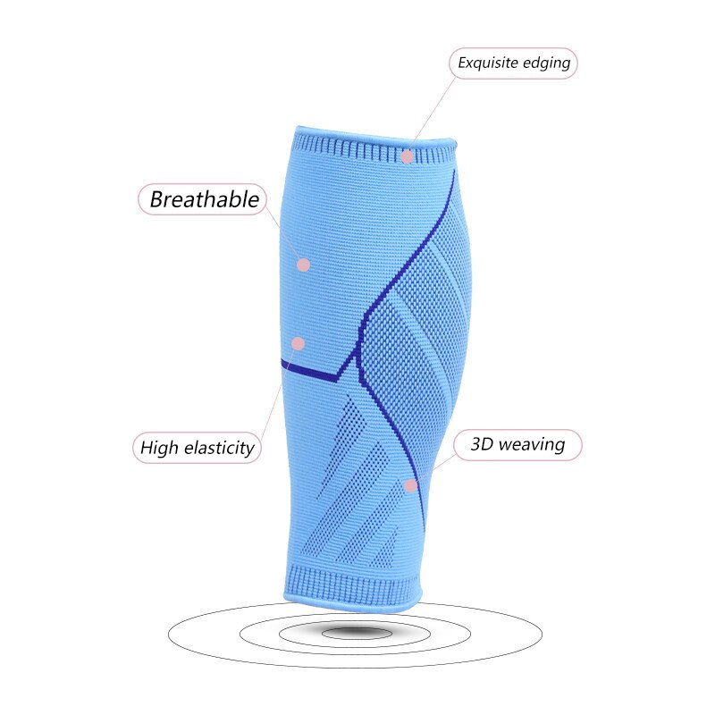 Calentadores de piernas de ciclismo para mujer, para correr, senderismo, manga de compresión para pantorrillas, polainas de protección alta, envoltura deportiva elástica, soporte para espinilleras: Azul / S