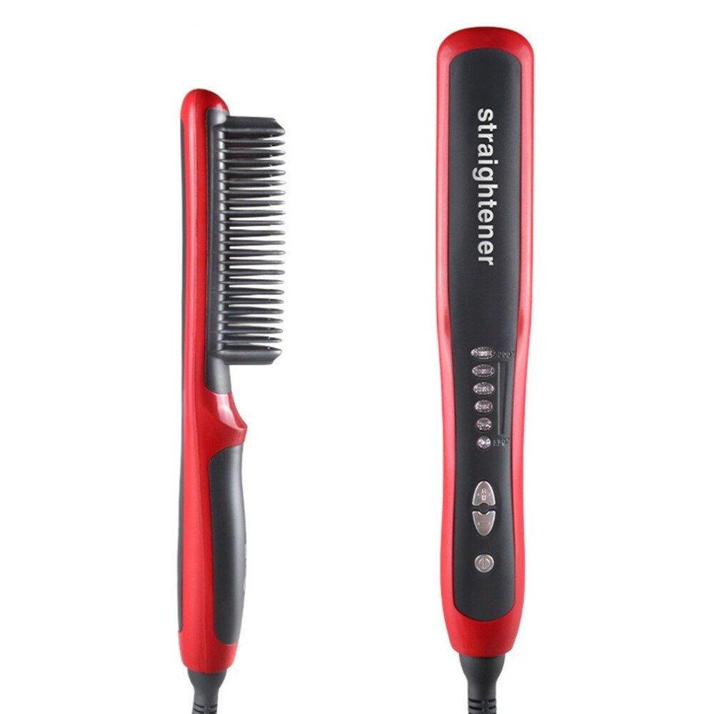 Cepillo alisador de pelo eléctrico y duradero, peine de cerámica con calefacción LCD, alisador de pelo, enchufe de la UE