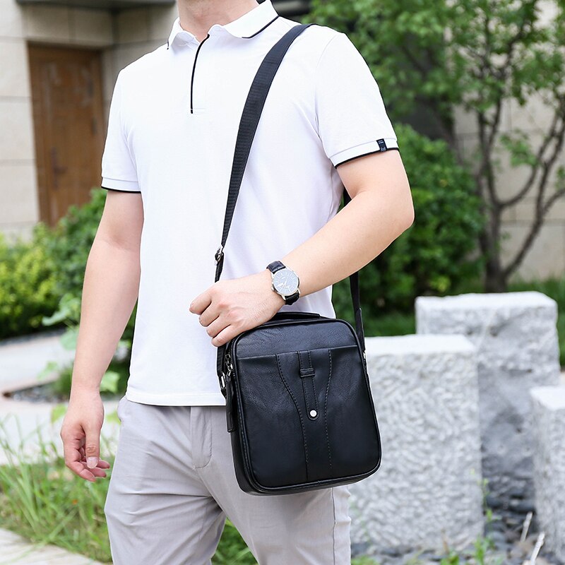Læder messenger taske håndtaske top mandlige skuldertasker mærke crossbody tasker bolso afslappet forretning retro