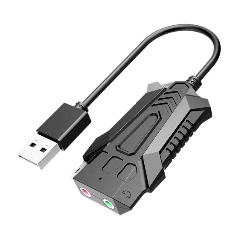 Portable USB Sound Card External USB to Earphone Microphone Interface Sound Card for Windows/Mac/Linux