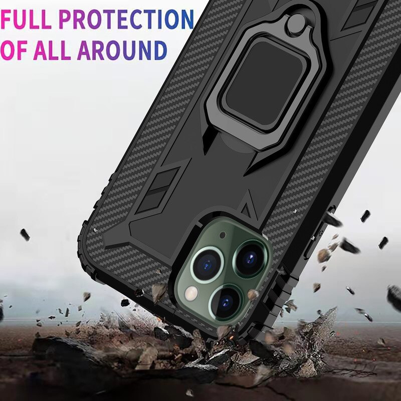 Suitable for iPhone12/12Pro mobile phone case 12mini mobile phone case 12pro MAX ring car anti-fall case: 12mini  black