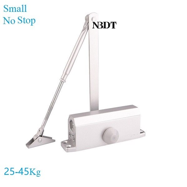 Commercial Door Closer Adjustable Spring Hydraulic Automatical Closing 90 Degrees Open Hold Face-mounted Siver Matte Black: Small Silver No Stop