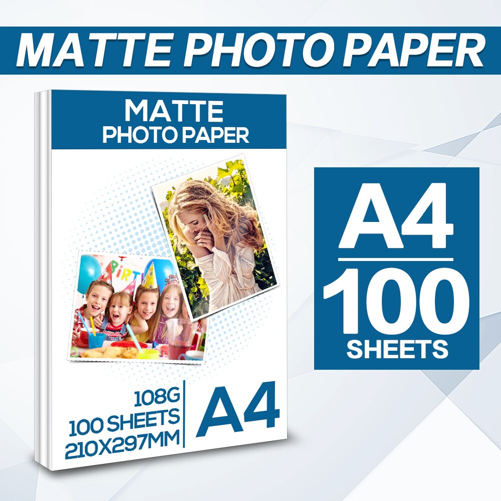 Labelwell 100 Vellen A4 Matte Fotopapier Inkjet Printing Waterdichte Papier Voor Inkjet Printer Diy Familie Foto &#39;S A4 108G papier: 100 Sheets