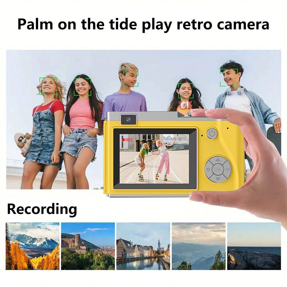 Kinder-Digitalkamera für Kinder, Camcorder, wiederaufladbare Kameras, Vlogging-Kamera, 6,1 cm, wiederaufladbar, für Kinder-Anfängerfotografie