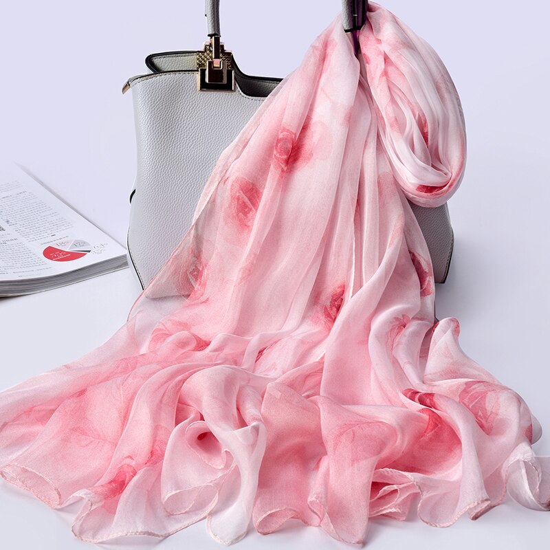 100% Echte Zijde Sjaal Voor Vrouwen Natuurlijke Zijde Sjaals Wrap Voor Dames Luxe Print Grote Pure Zijden Sjaal foulard