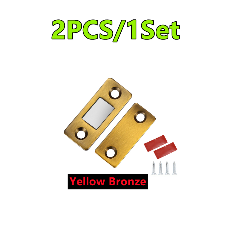 cierre de puerta fuerte, pestillo magnético para puerta, imán para puerta, muebles, armario, tornillo/pegatina ultrafino, 6 colores, 4/2 Uds.: Bronze