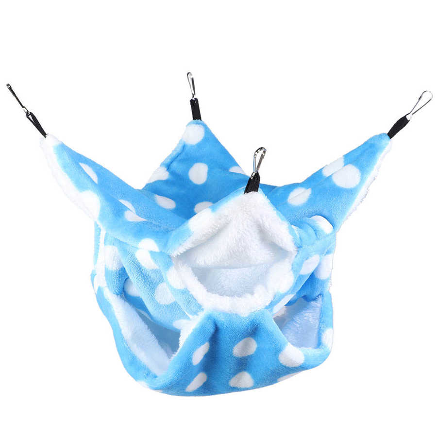 Hamster Hangmat Warm Kleine Dier Winter Hangmat Drie Lagen Suiker Glide Cavia Opknoping Bed Blauw Flanel Hamster Hangmat