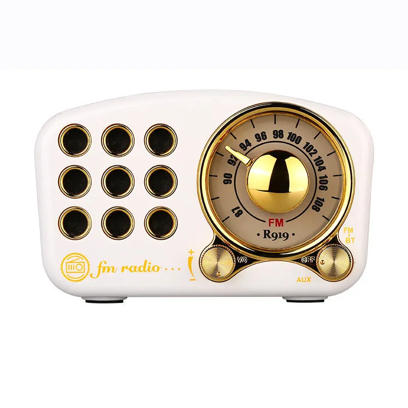 Radio Retro Bluetooth Speaker Walnut Wooden FM Radio With Old Fashioned Classic Style Support TF Card & MP3 Player Loud Volume: WHITE