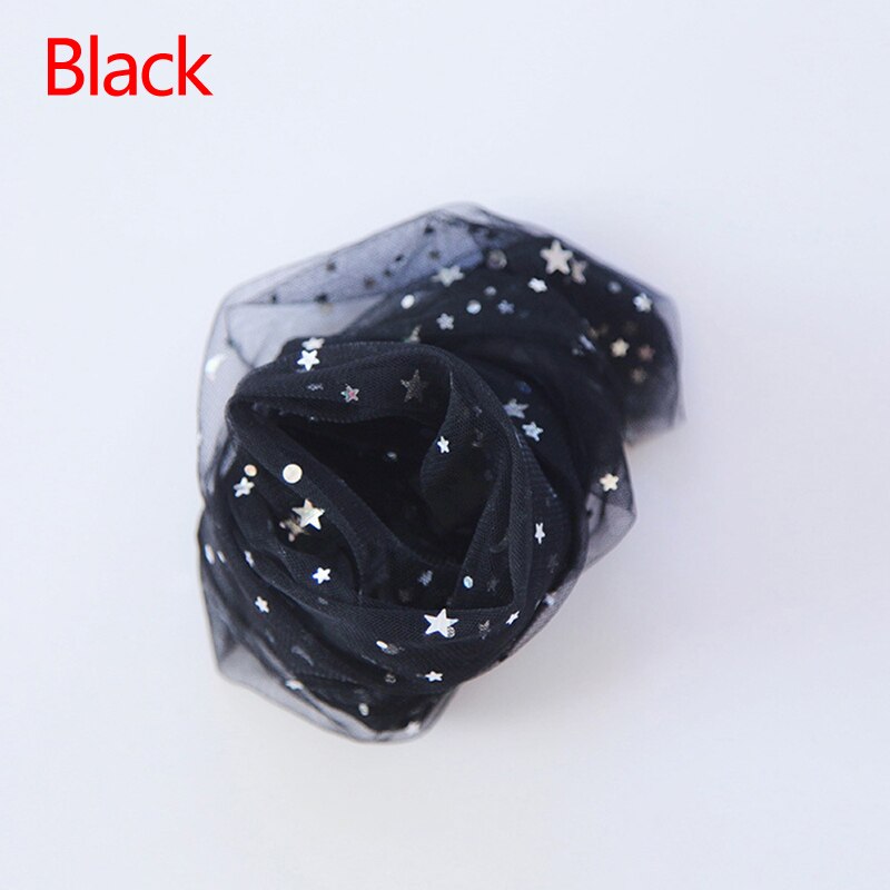 Chaussettes d'été en tulle à maille fine couleur bonbon, chaussettes en résille transparentes en maille élastique brillante étoiles lune: Noir