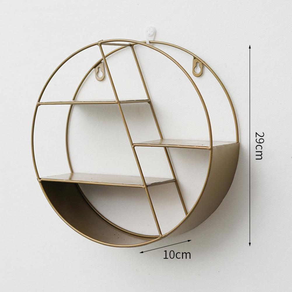 Storage Organizer Floating Geometric Figure Smooth Lines Iron Round Shape Storage Rack Home Decorative Shelves