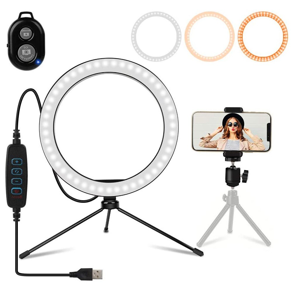 Selfie Led Ring Licht Telefoon Houder Voor Live Studio Video Fotografie Vlog Helderheid Verstelbare Bluetooth Remote Shutter Lamp