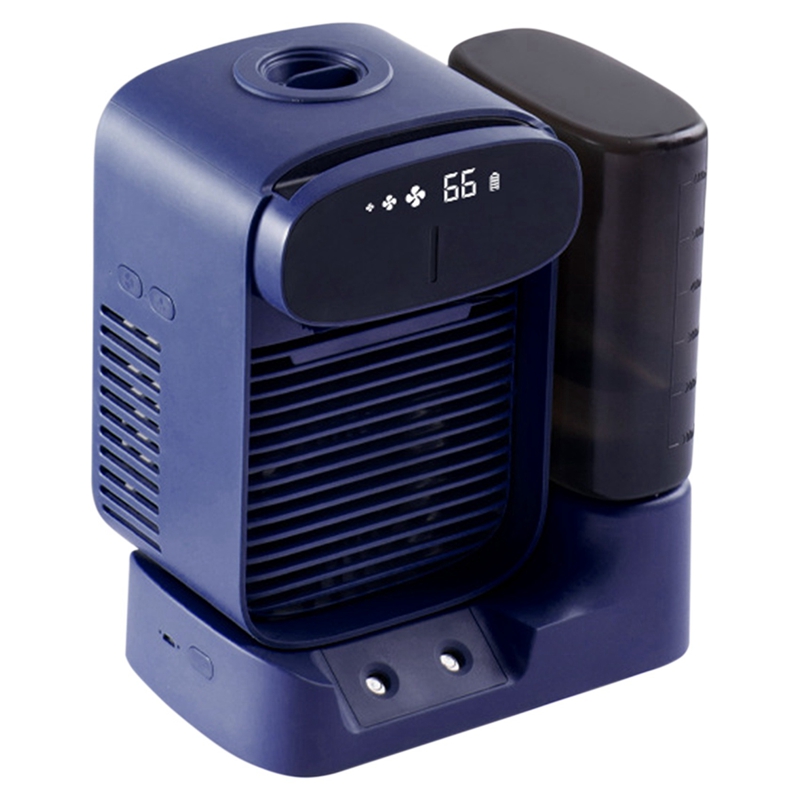 Air Conditioning USB Air Cooler Mini Fan Mobile Humidification 2400 Mah Portable Water Cooled Air Conditioning: Blue