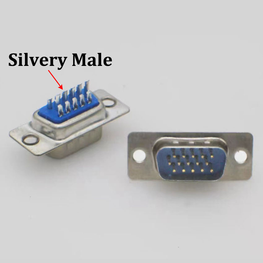 Conector adaptador DB15 de enchufe de soldadura VGA, conector DB15 hembra y macho, puerto D Sub HDB15, enchufe de 3 filas y 15 pines, interfaz de vídeo de ordenador: Verde
