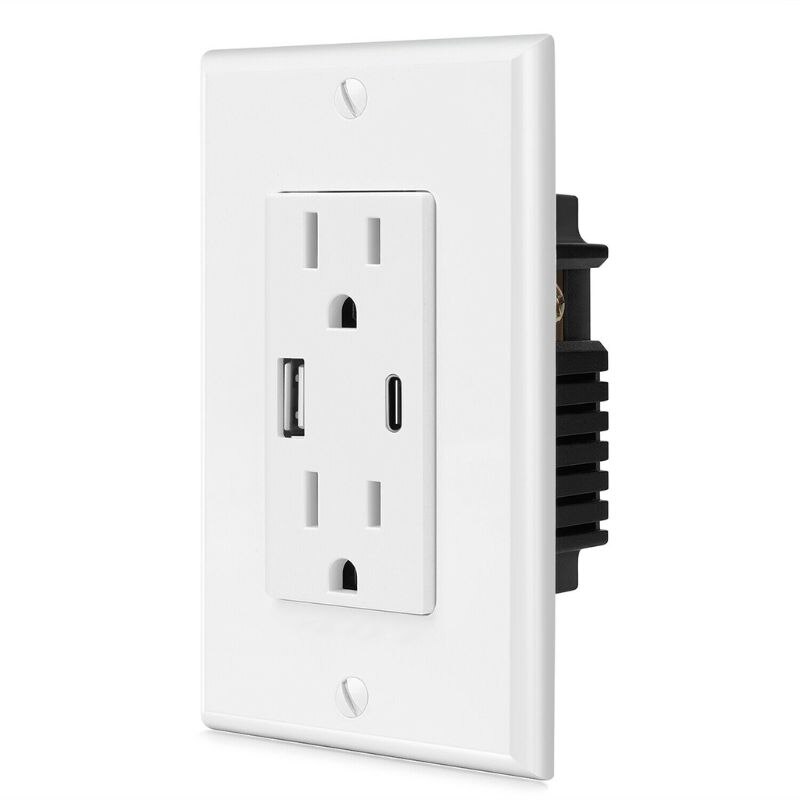 US Standard Wall Socket USB Type A Type C Charge Power Adapter Duplex Outlets