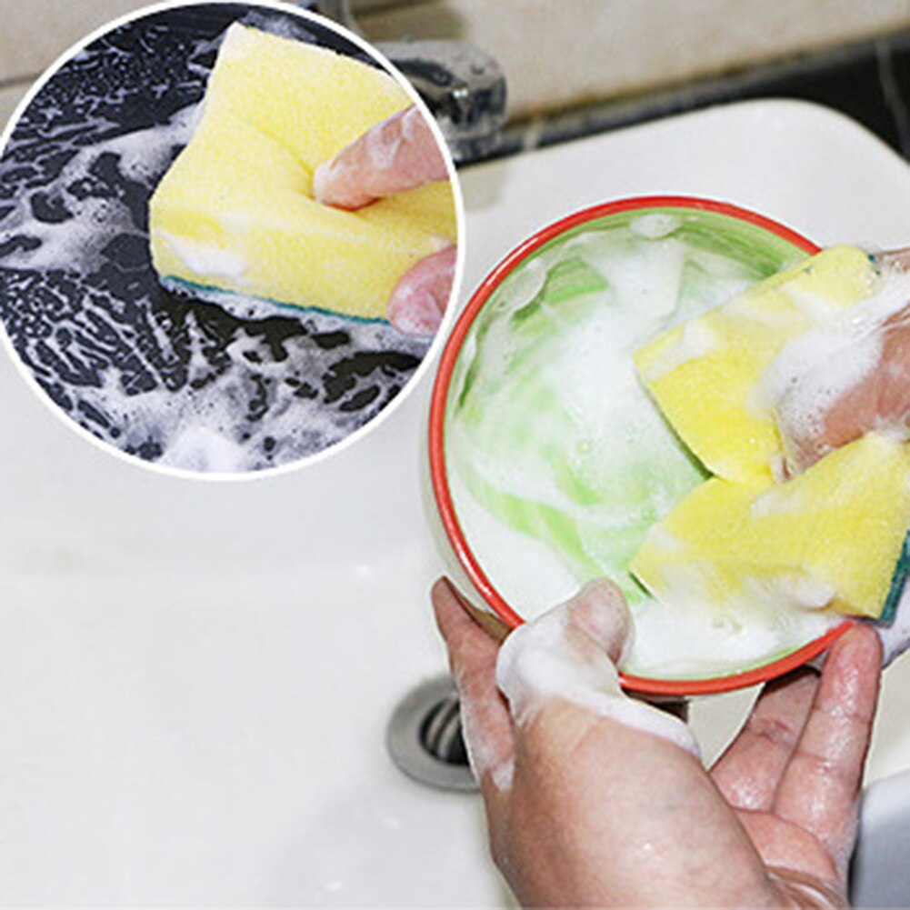 5pcs Dishwashing Sponge Dish Bowl Scouring Pad Pan Cleaner Clean Rub Pot Rust Focal Stains Sponge Removing Kit Kitchen Tools