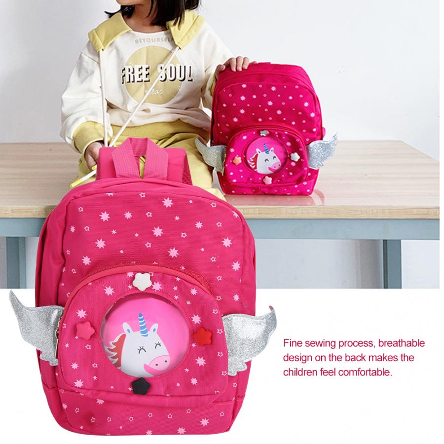 Rosa Roja mochila infantil bonita mochila de tela Oxford bolso de hombro al aire libre mochila antipérdida para niños