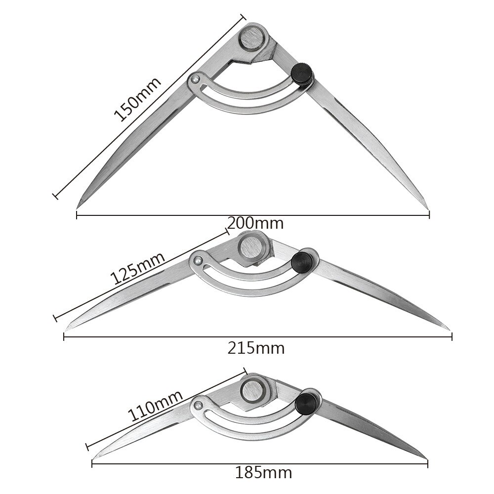 100mm125mm150mm Staal Vleugel Divider Potlood Markering Kompas-Cirkel Maker Verstelbare Kraspen Craftsman Architect Student Leveringen