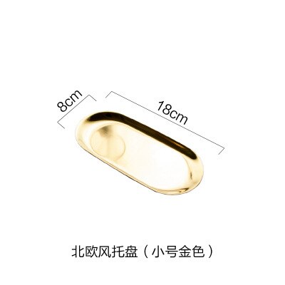 nordisch Gold Ablage Edelstahl Gebäck Platte Schmuck Metall Ablage Dekorative Kleine Schreibtisch machen-hoch Veranstalter: Gold klein