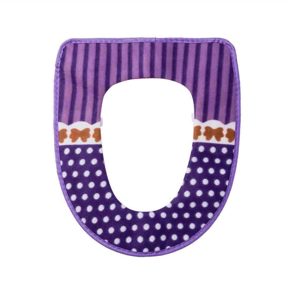 Christmas Toilet seat cover paste bath seat pad washable bath seat heater Closestool toilet lid sticky seat mat: Purple