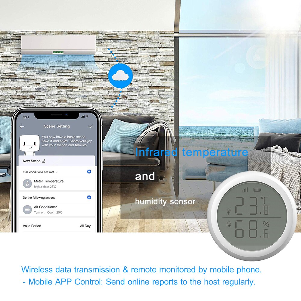 ZigBee kızılötesi sıcaklık nem sensörü WIFI kablosuz sensör otomatik akıllı ev Alarm sensörü RSH-ZigBee-HS01