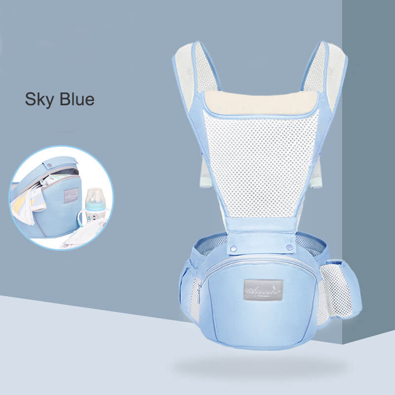 zomer draagzak baby spullen voor pasgeborenen draagdoek draagzak pop wikkeldoek baby artipoppe draagzak zakjes draagzakken kangaroo babydrager kinderstoeltje hippe stoel taille kruk: Sky blue