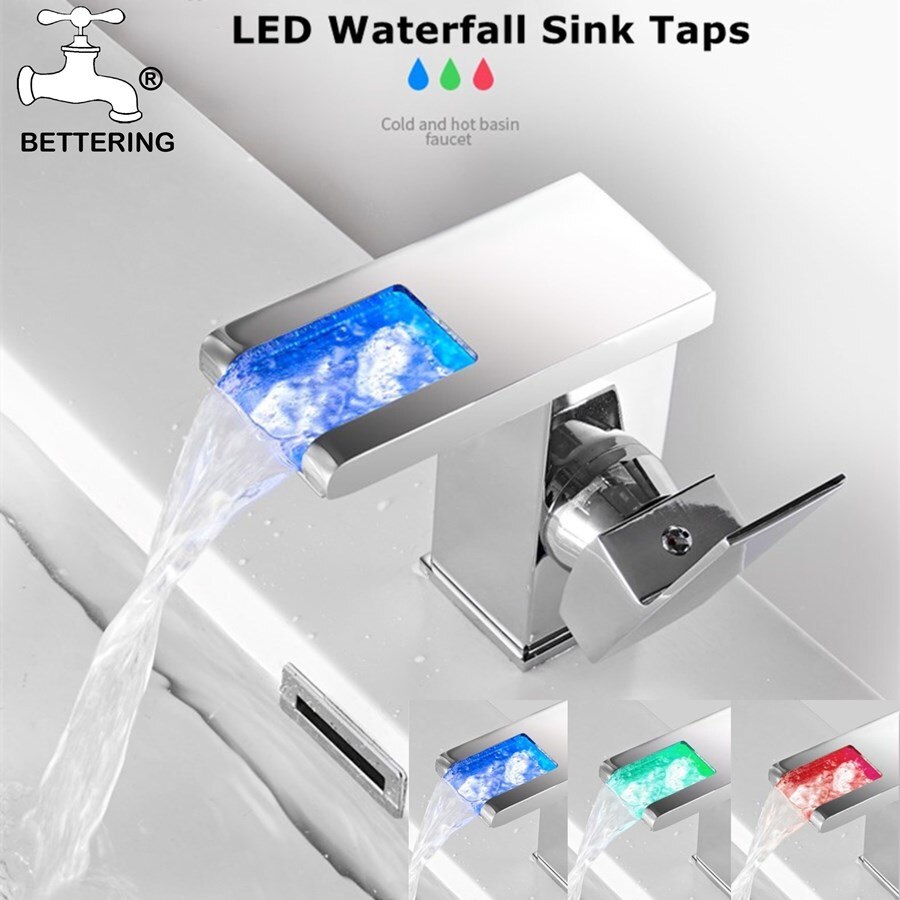 Bettering Chrome Kraan Led Waterval Messing Kraan Water Mengkraan