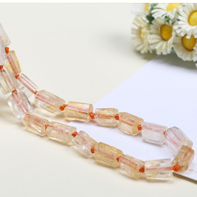 Natural Stone Faceted Cylinder Shape Loose Beads For Jewelry Making Diy Accessories: Citrines