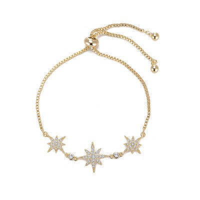 HUANZHI coreano tirable Astral Micro incrustación Rhinestone Spar cadena de oro ajustable joyería pulsera para mujeres niñas: Default Title