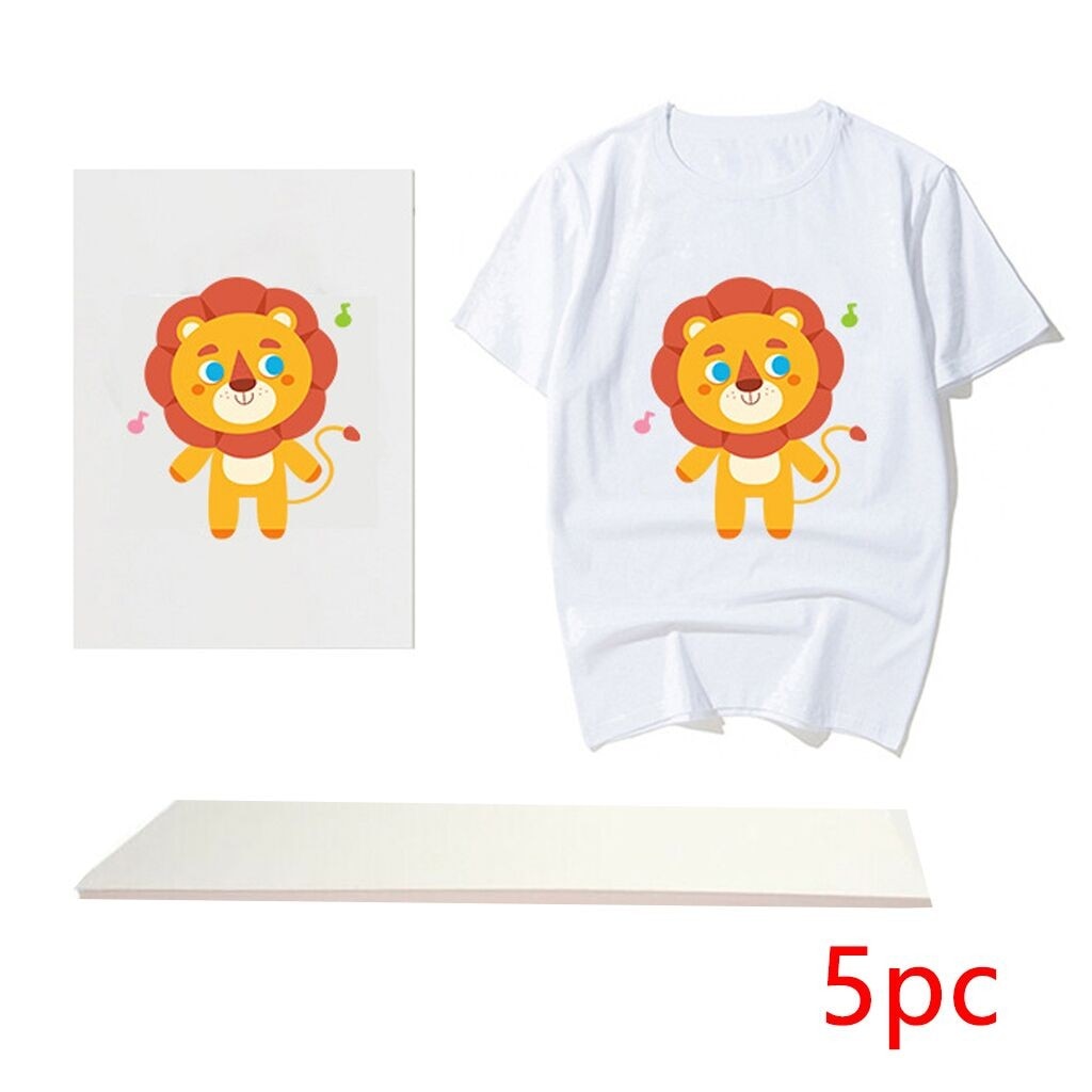 5 stk sublimeringsoverførselspapir  a4 papir varmeoverførsel trykpapir klistermærker med varmepresse til t-shirt