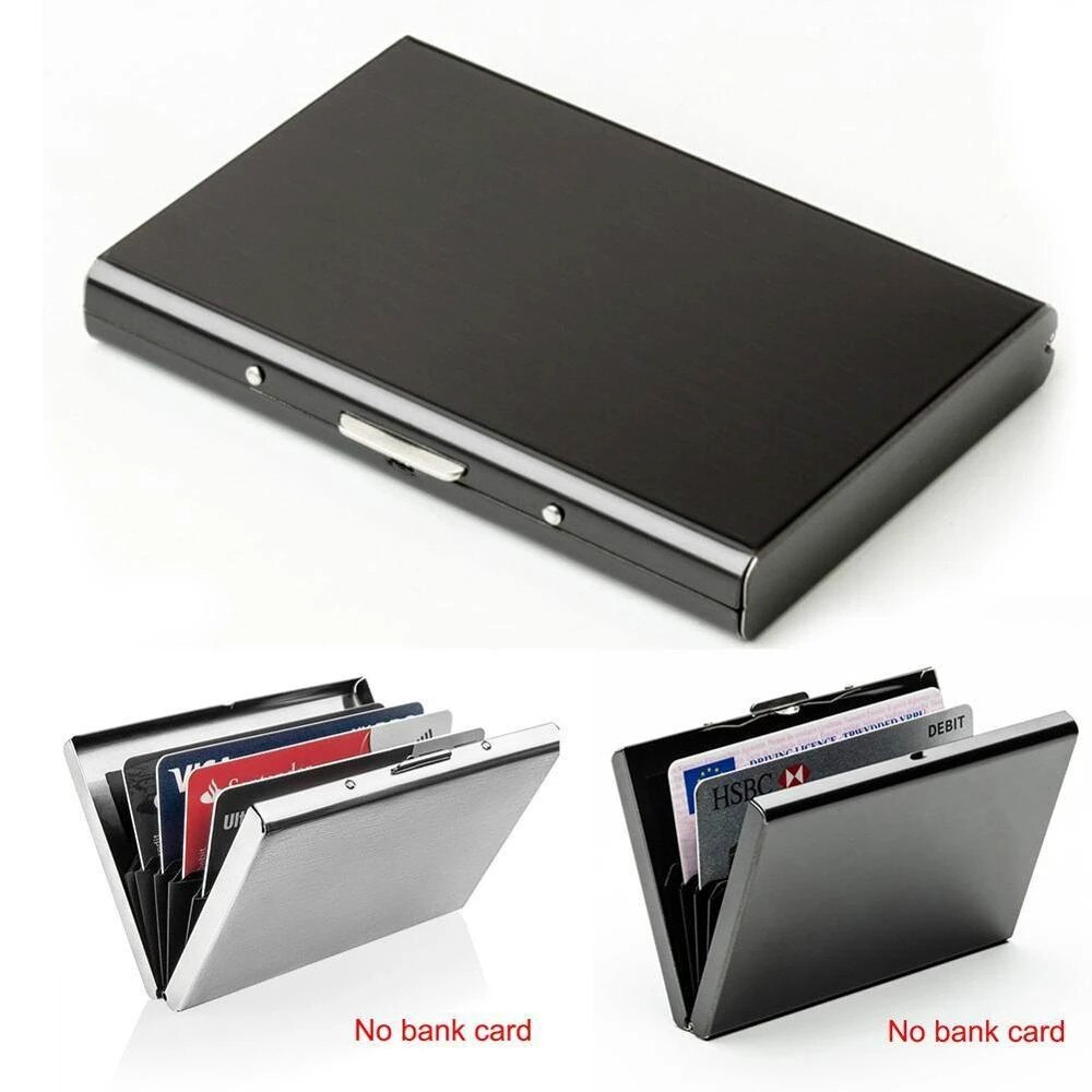 1Pc Slim Stainless Steel Metal Credit ID Wallet Card Holder Men And Women RFID Blocking Anti-Scan Business Protect Card Holders