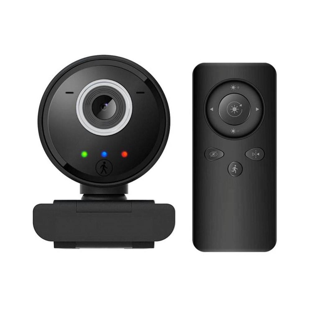 2mp AI Humanoid Smart Tracking USB Camera With Remote Control Auto Focus HD 1080P For PC Computer Laptop Video WebCam With Mic: black
