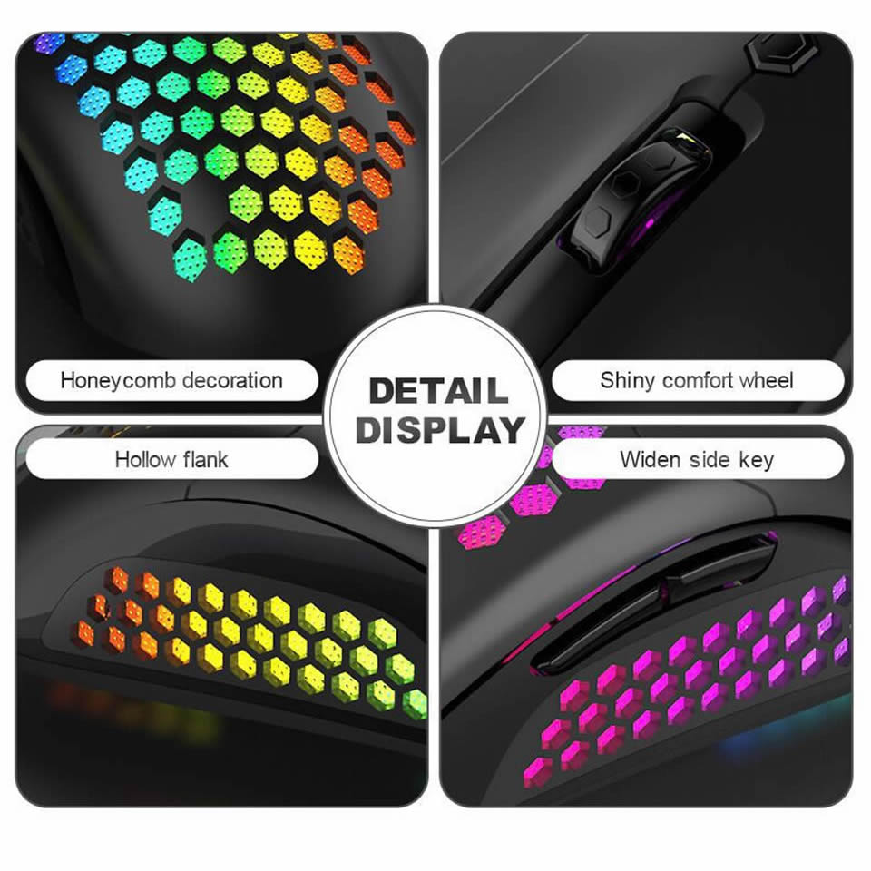 Lichtgewicht Rgb Gaming Muis 7200Dpi Honingraat Shell Muis Ergonomische Muizen Met Ultra Weave Kabel Voor Computer Gamer Pc Desktop