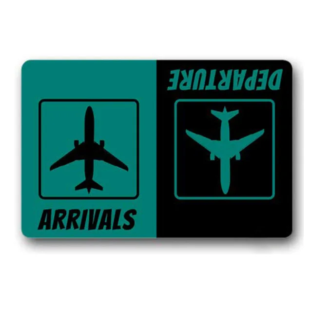 Chegada engraçada russa partida boa vinda esteira entrada novidade tapetes chão sinal do aeroporto não deslizamento de borracha tapetes interior tapete: 45cmx45cm / Borgonha