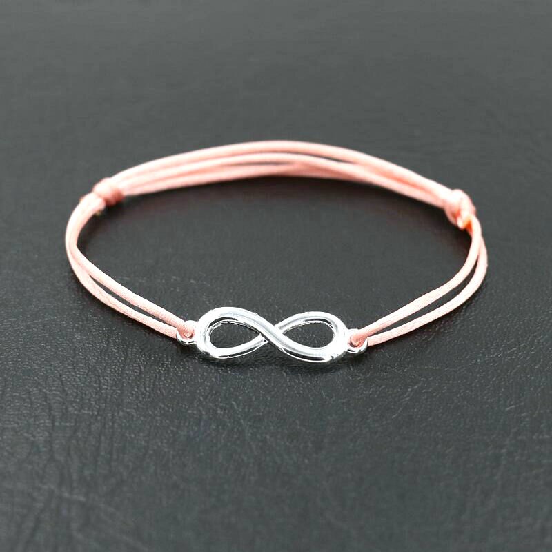 Pulsera con abalorios de circonia cúbica Infinity 8 para hombre y niña, cuerda de hilo de cuerda roja, pulseras para parejas, para niños y mujeres: pink