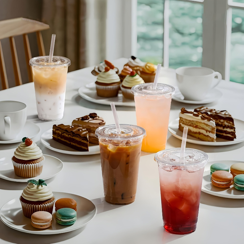 50 st engångsmuggar i plast med lock, sugrör, mjölktekoppar, sammankomst, fest, resor, dricka smoothie, kaffe, daglig dryckesset