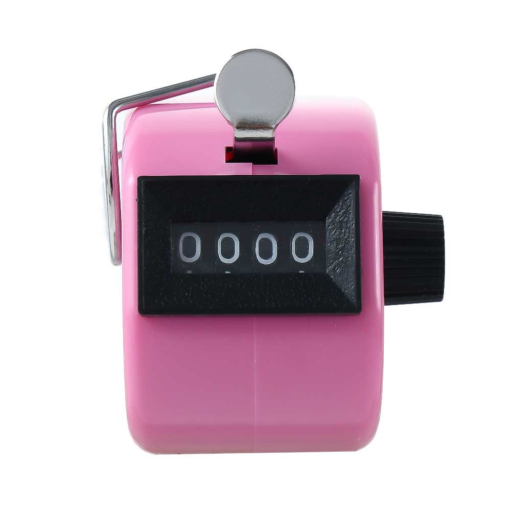 4 Digit Number Mini Hand Held Tally Counter Digital Golf Clicker Manual Training Counting Max 9999 Counter Measurement Tools: Pink