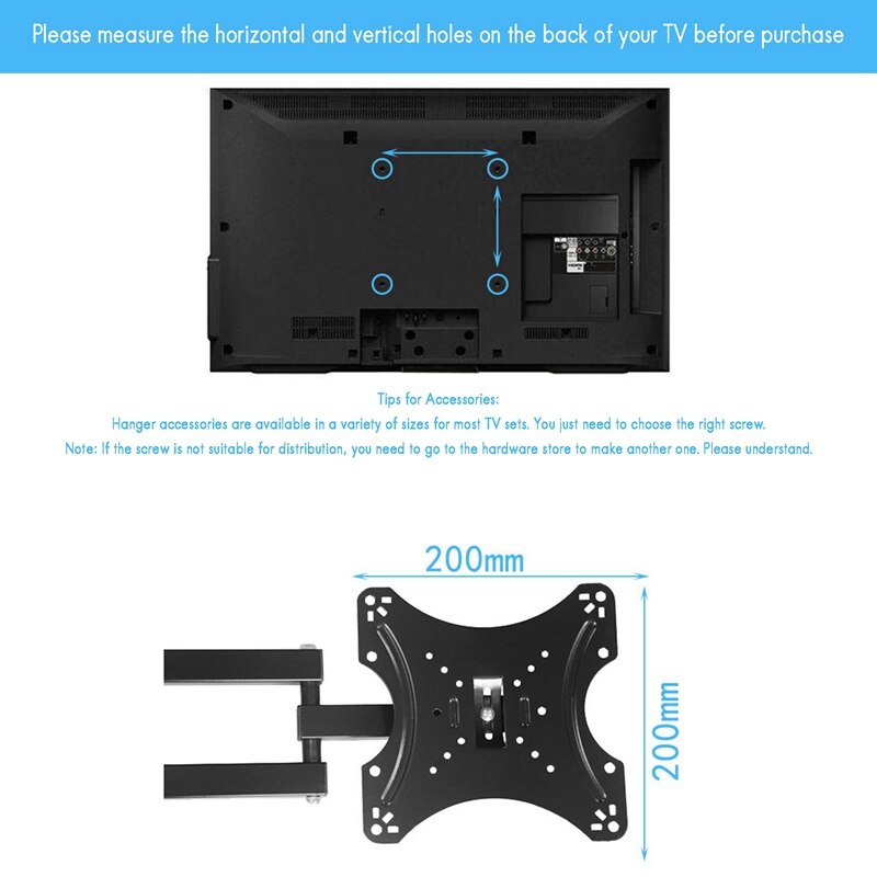 Uchwyt ścienny na TV obrotowe pochylenia rozszerzenia obrotowy telewizor z dostępem robić kanałów uchwyt robić mocowania na ścianie robić 14-42 Cal TVs robić 20KG