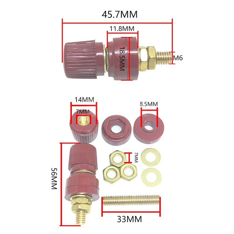 Goujon en laiton de 6mm 8mm, connecteurs de jonction d'alimentation de batterie à distance Premium, Kit de bornes de remplacement, accessoires automobiles