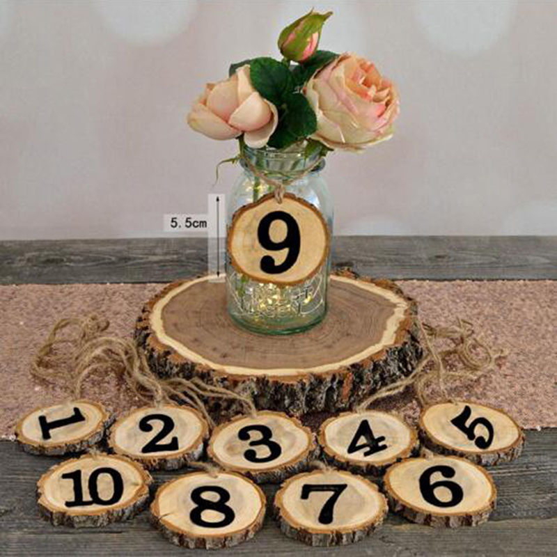 1-10 numre træhængende bordkort pladsholder bord nummer figur kort digital sæde dekoration bryllupsfest forsyninger
