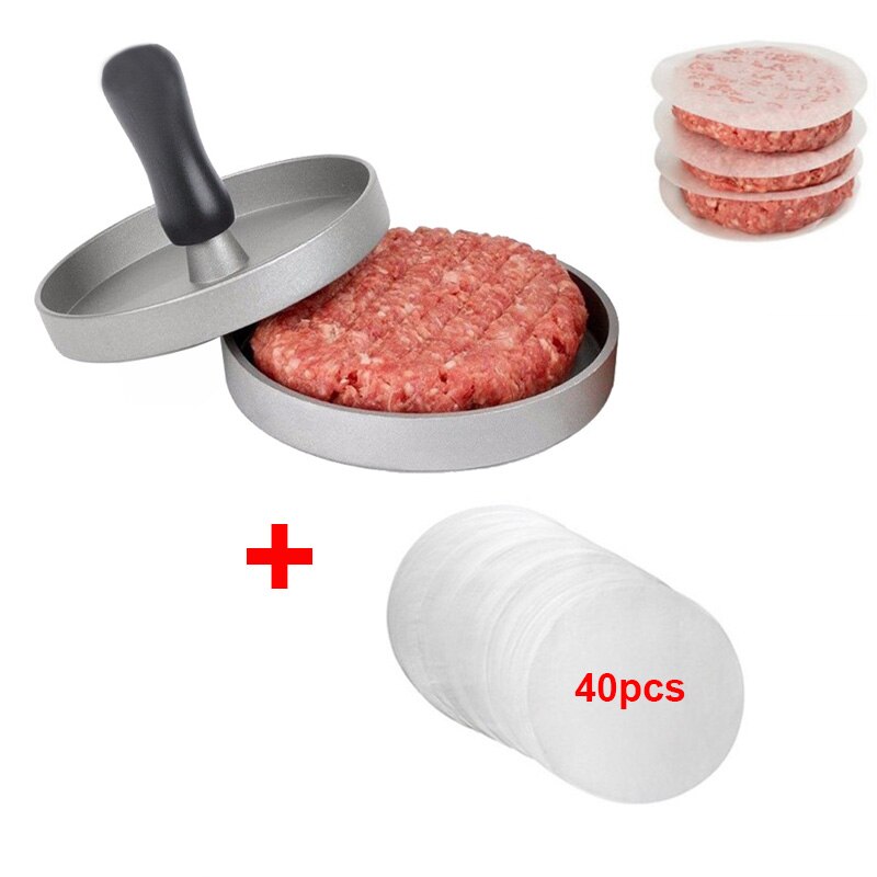 Upors diy hamburger trykk patties maker form patty kjøtt burger trykk lager hamburger patties burgere kjøkken matlaging verktøy: Trykk med oljepapir