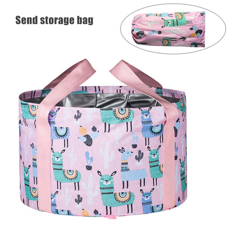 Seau pliable portable de voyage grande capacité seau pliable multifonction pour l'extérieur et la maison: Alpaga rose